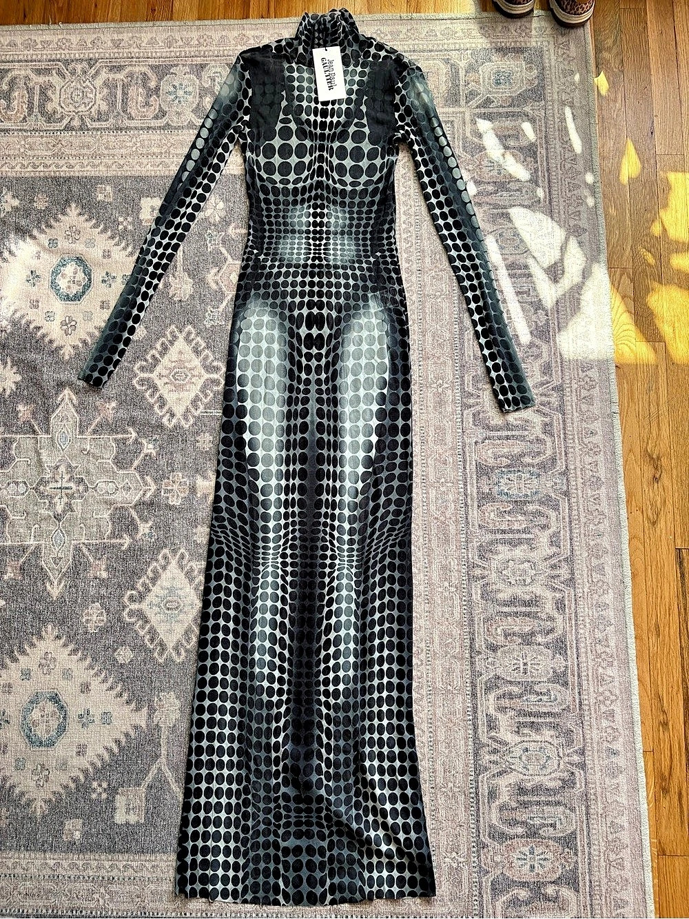 Jean Paul Gaultier Geometric Maxi Dress in Black & Gray Size Small NWT